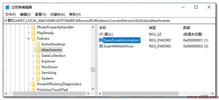 Win键+R（或者点击：开始/运行）-->打开运行对话框-->输入“regedit”-->打开注册表编辑器-->定位到“HKEY_LOCAL_MACHINE\SOFTWARE\Microsoft\Windows\CurrentVersion\Policies\Attachments”-->右侧窗口新建一个名称为   “SaveZoneinformation”的DWORD（32位）值，键值设置为“1”，即可。
